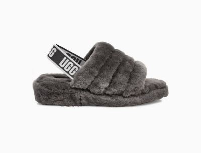 UGG Fluff Yeah Slide Womens Slippers Charcoal/ Deep Grey - AU 365UD